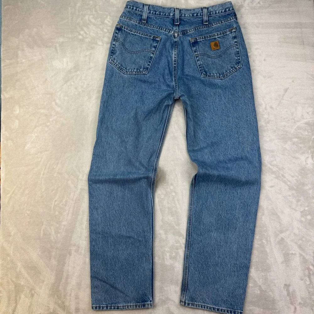 Vtg Carhartt Jeans Mens 34x34 (32x34) Blue Relaxed Straight Fit Workwear Denim
